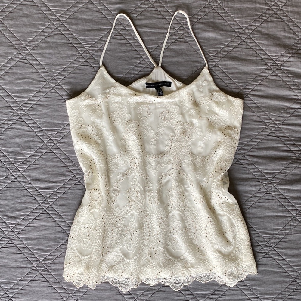 •White House Black Market (WHBM)•Boho Floral Lace Beaded Cami